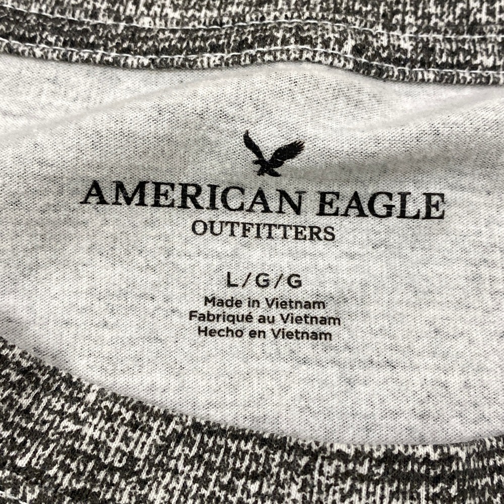 American Eagle T-Shirt Mens Large Minimalist Cotton Blend Space Dye Grey Casual - Picture 3 of 9